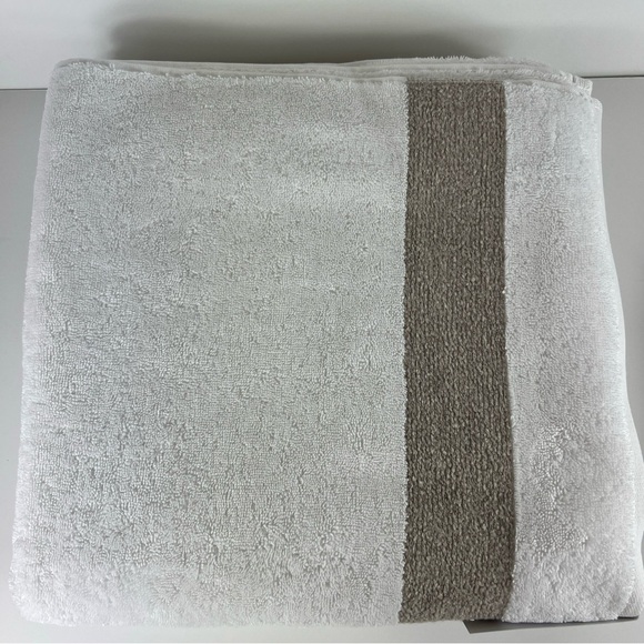 Pera Avenue Luxe 100% Turkish Cotton Bath Towel Set - Cream & Tan - 4 Pieces NEW - Picture 4 of 9